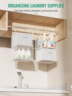 Hanging Closet Organizer with Drawers, 4 Tier Metal Closet Organizers and Storage with 4 Hanging Hooks 4 S-Hooks for Wardrobe