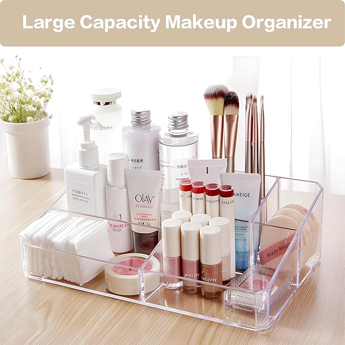 Clear Makeup Organizer, Makeup Brushes Storage Case, Cosmetic Display Case Tray, Tiered Skincare Organizer, Acrylic Lipstick 