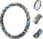 X AUTOHAUX 40cm 16 Inch Universal Steering Wheel Cover for Cars Trucks SUV Ethnic Style Multicolor Printing Pattern