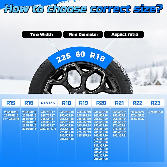 Automotive Tightening Snow Chains Tire Chains for Tire Set of 2 With Gloves Winter Accessories SUV Trucks Pickup Winter Emerg
