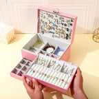 BOOVO Earring Jewelry Box For Women Girl Stud Organizer, 5 Layers Girl Jewelry Organizer Box With Lock Earring Holder Organiz