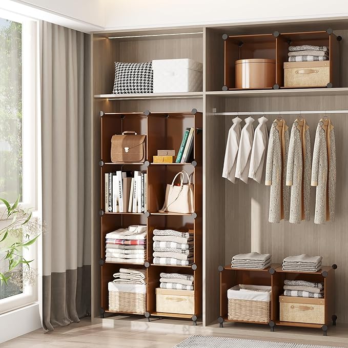 AWTATOS Cube Storage Organizer, Storage Cubes Shelves Bookshelf, 6 Cube Closet Organizers and Storage, DIY Stackable Plastic 
