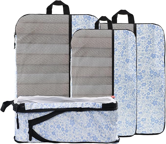 U+U 4 Set Compression Packing Cubes - Ultralight Travel Organizers, Space-Saving Suitcase Organizer, Expandable Packing Cubes