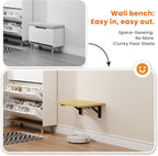 Foldable Floating Wall Shelves 16 inch, Bathroom Shelves Wall Mounted,12" Deep Wood Floating Kitchen shelves,Easy to Install 