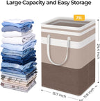 HomeHacks 2-Pack Large Laundry Basket, Waterproof, Freestanding Laundry Hamper, Collapsible Tall Clothes Hamper with Extended