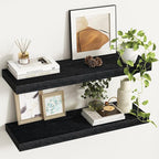 Fun Memories 32Inch Floating Shelves, 9.3Inch Deep Rustic Wall Shelves - Extra Deeper & Thicker Wall Mounted Storage Shelf fo