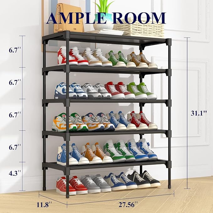 Kitsure Shoe Rack - Non-Woven Shoe Rack Shelf, Shoe Organizer for Closet, Entryway, Garage & Corridor, Stackable Shoe Shelves