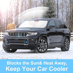 TINGLU Sun Shade for Jeep Grand Cherokee 4XE 2024 Accessories Windshield Sun Shade Window Shade UV Rays Protection Sun Visor Cover with Steering Wheel Sunshade Storage Bag