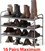 Simple Houseware 3-Tier Shoe Rack Storage Organizer, Grey – Space-Saving Shoe Shelf, Holds 9–16 Pairs, Sturdy Metal Frame, Ea