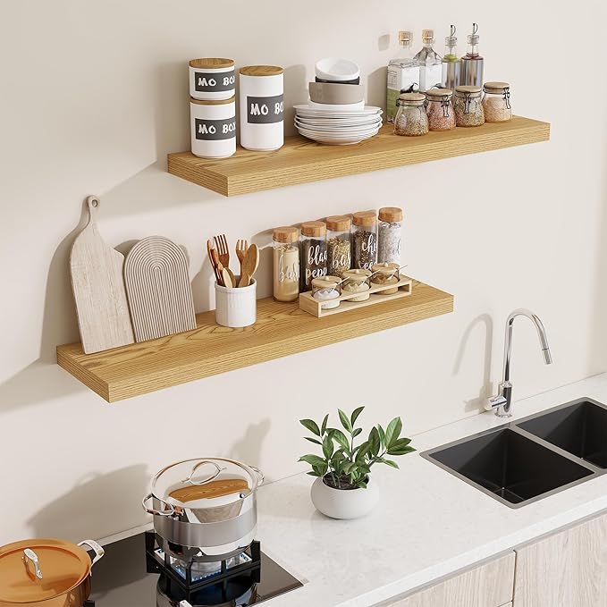Dreamland 40 Inches Floating Shelves for Wall,9.3 Inch Deep Floating Shelves Set of 2, Large Display & Storage Shelf, Wall Sh
