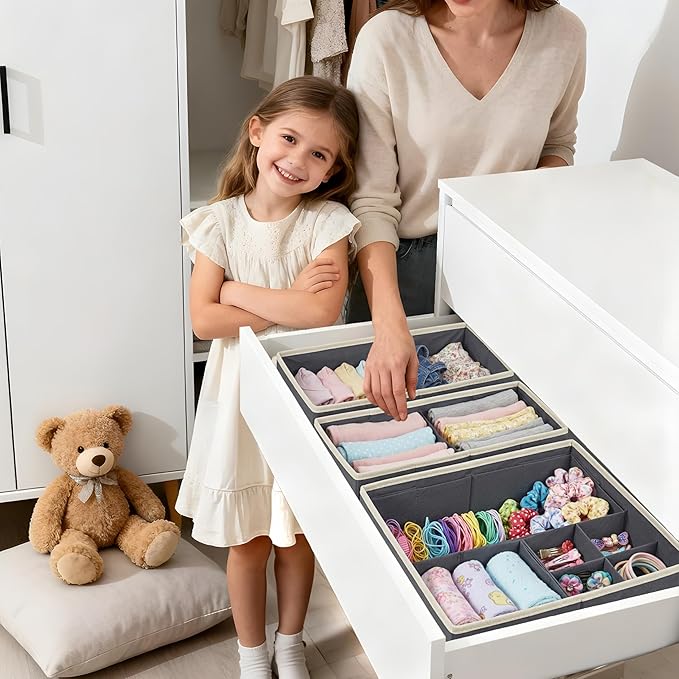 DECOMOMO Drawer Organizer for Baby – Clothes Organizer & Storage Dividers for Nursery, Storage Bins for Underwear, Bra, Socks