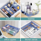 WOWBOX 25 PCS Plastic Drawer Organizer Set, 4 Sizes Desk Drawer Divider Organizers and Storage Bins for Makeup, Jewelry, Gadg