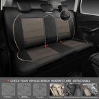 CAR PASS Piping PU Leather Car Seat Cover Full Set,Inside Zipper Design and Reserved Opening Holes,Airbag Compatible,Universal FIT for Car, SUVs,Van,Small Trucks（Full Set, Black & Gold）