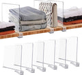 JOY DECOR 6 Pack Acrylic Clear Shelf Dividers for Closets Organizer and Storage Adjustable Vertical Wood Shelf Closet Separat