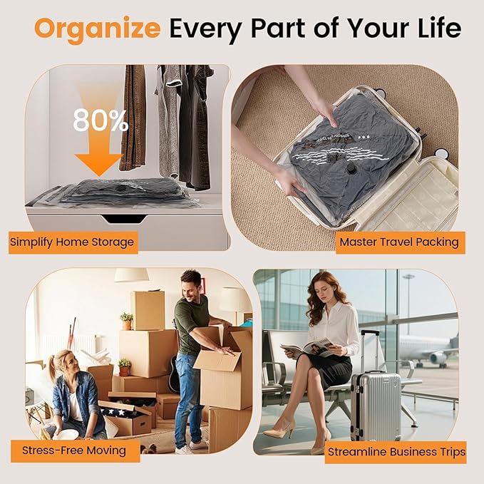 Vacuum Storage Bags Rechargeable Wireless Pump - 15 Pack Travel Storage Bags，Travel & Home Organizer Set, Multi-Size Space-Sa