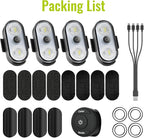 Wireless LED Lights for Car 4PCS- Button and Remote Control Interior Ambient Strobe Light, USB-C 120H 8 Colors IP65 Waterproof Rechargeable Underglow Light for Cars, Trucks, eBike, Motorcycle