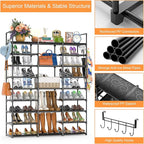 Kottwca 9-Tier Metal Shoe Rack Organizer for 50-55 Pairs - Space Saving Shoe Storage Shelf for Entryway, Closet, Bedroom, Hal