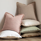 Foindtower Set of 2 Decorative Fringe Throw Pillow Covers Boho Farmhouse Cushion Cover with Tassels Soft Accent Pillowcase fo