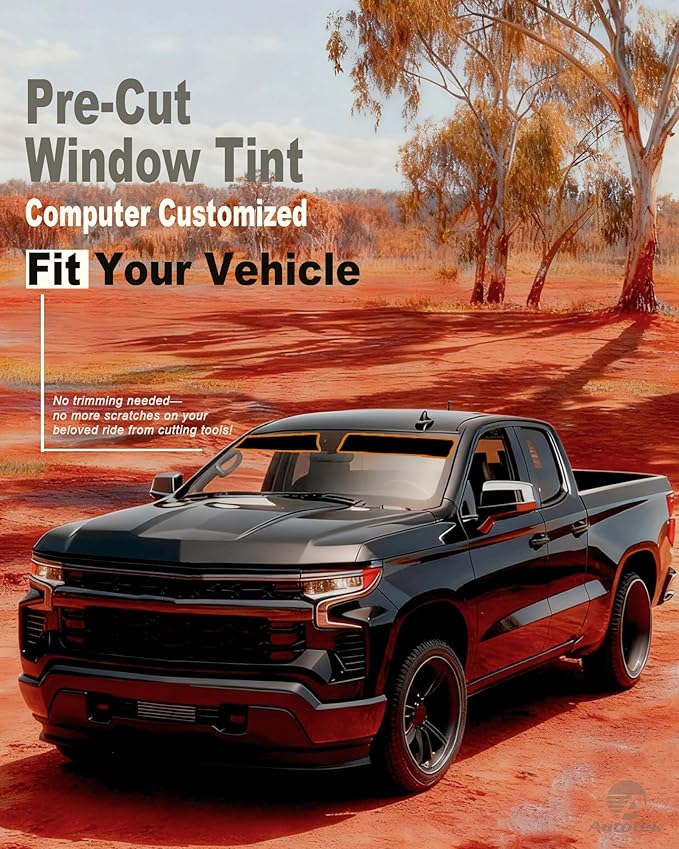AUTOTEK Windshield Tint Strip for 2019-2026 Chevy Silverado 1500 Crew/Extended/Regular Cab | 2-Ply Car Sun Strip Tint with UV Protection & Anti-Glare, DIY Friendly Window Tint Film for Truck