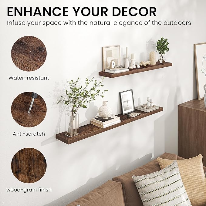 Heimlove Floating Shelves for Wall 40 Inch,Mounted Storage & Display Hanging Shelf with Invisible Brackets,for Bedroom,Living