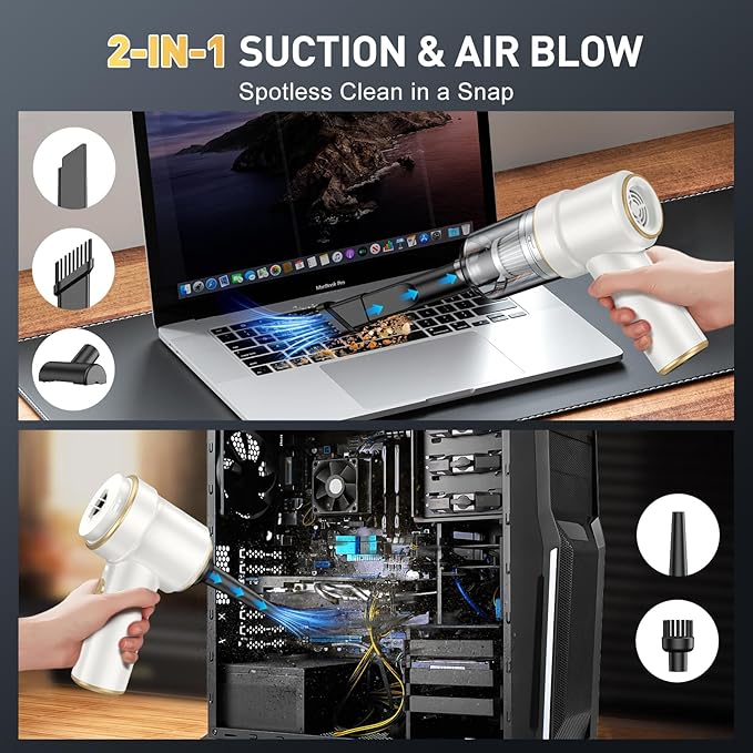 KMM Handheld Car Vacuum Cleaner, 9000PA Vacuum Cleaner & Air Duster, 120W High Power Vacuum Portable Cordless, Hand Held Vacu