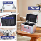 Adazzo Lockable Storage Box - Shiny Gold Medicine Med Lock Box, 7 * 5.25 * 5.75 Inches Safe Case with Combination Lock for Ho