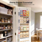 Ultra-Thin 5 Tiers Over the Door Organizer Hanging with 10 Side Pocket for Narrow Gaps,44lbs Behind the Door Storage Closet B