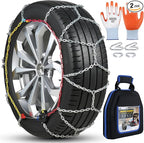 Auto-Trac Snow Chains for Car Tires Passenger Emergency Tire Chains for SUV and Car, Set of 2