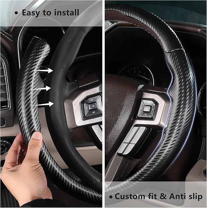 Steering Wheel Cover for Ford F150 2015-2020/ F250 2017-2022/ F350 2017-2022/ F450 2017-2022/ F550 2017-2022/ Ford Expedition 2018-2021 Steering Wheel Protector for Ford Steering Wheel Accessories