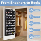 TAHAVICE 10-Tier Large Size Over The Door Shoe Organizer, Holds 30 Pairs Hanging Shoe Rack with Deep Pockets for Closet, Spac