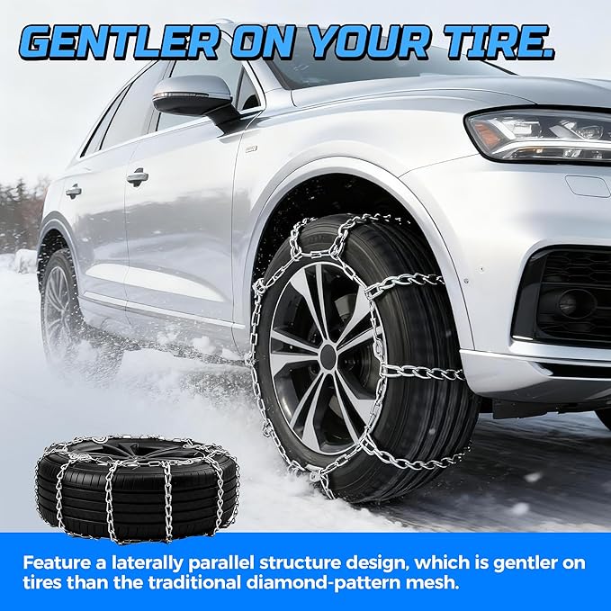 Automotive Tightening Snow Chains Tire Chains for Tire Set of 2 With Gloves Winter Accessories SUV Trucks Pickup Winter Emerg