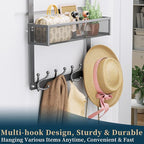 Consumest Over The Door Hooks Organizer - Over Door Hanger with 16 Hooks & 2 Baskets for Hanging Coat, Clothing, Towel, Hangi