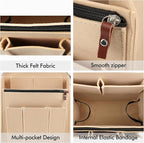 Surblue Felt Backpack Organizer Insert for Travel Rucksack and Daypack, Bag Insert Liner Pocket with Zipper, Large Capacity D