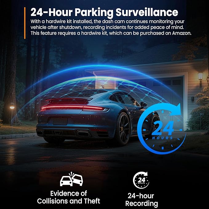 4K Dash Cam Front with Built-in WiFi, Dash Camera for Cars, 32GB Card Included, Super Night Vision Dash Camera, Loop Recordin