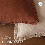 Foindtower Set of 2 Decorative Linen Fringe Throw Pillow Covers Boho Farmhouse Cushion Cover with Tassels Soft Accent Pillowc