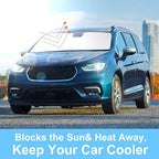 Front Windshield Sun Shade Foldable Car Front Window Sun Shade Windshield Shade Custom Fit for 2017-2025 2026 Chrysler Pacifica Minivan Block UV Rays Heat Keep Cooler