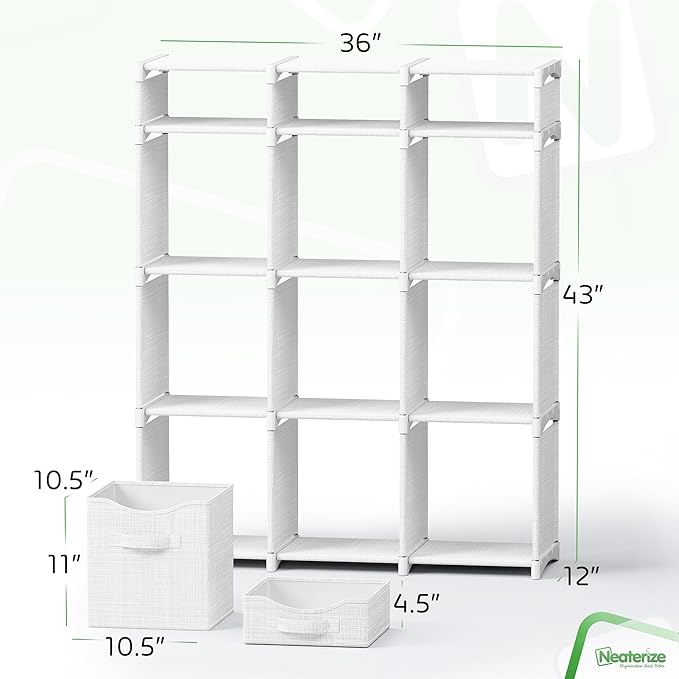 Cube Storage Organizer with Storage Bins Included - The Perfect Closet Organizers and Storage Solution. Includes 12 Storage C