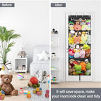 Woodoulogy Hanging Stuffed Animal Storage, Over Door Large Plush Toy Organizer with Metal Hook, Baby Accessory Holder Idea fo