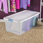 Sterilite 8-Pack Latching Box, Under Bed Storage Bins with Lids, Clear Plastic, 106 Quart - Heavy-Duty Organizing Containers 