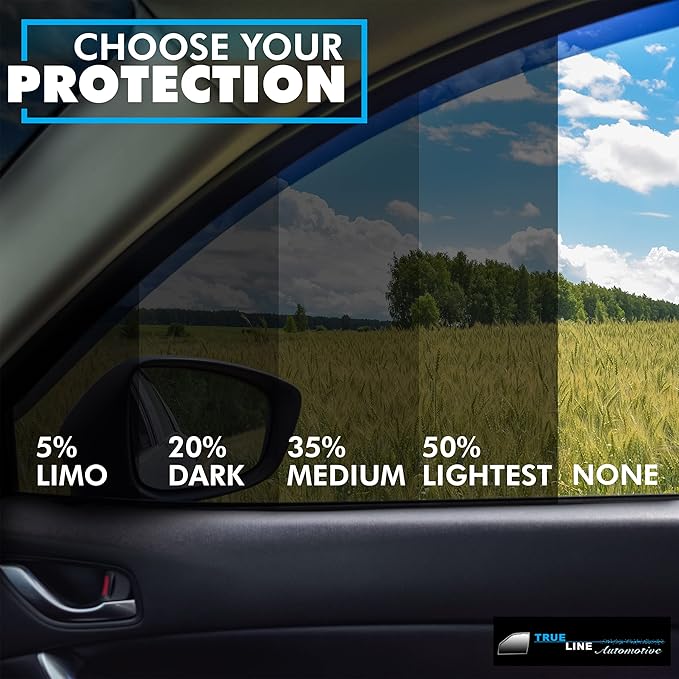 True LINE Automotive Nano Carbon Window Tint Film - 20% Tint (38'' W x 10' Long) - Blocks 99% UV Rays & Heat - Privacy Protection - DIY Install