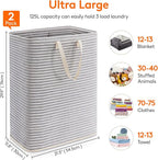 Lifewit 2 Pack Laundry Basket 125L Each, Collapsible Clothes Hamper with Reinforced Handles, Freestanding Waterproof Design f