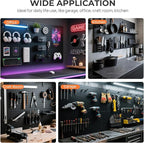 INCLY 90PCS Pegboard Wall Organizer, 6 Pack Metal Peg Board Panels with 1/4" Pegboard Hooks Accessories Kit, Black Peg Board 