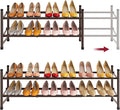 Tajsoon 2 Tier Expandable Shoe Rack for Closet, 28“-41“Adjustable & Stackable Shoe Shelf Storage, Metal Shoe Rack Organizer f