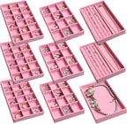 Frebeauty Jewelry Organizer Tray,Stackable Velvet Jewelry Trays,Drawer Inserts Earring Organizer For Women Jewelry Storage Di