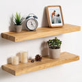 fuqing Floating Shelves for Wall, 24 inch Rustic Solid Elm Wood Floating Shelves, Wooden Wall Shelves with Invisible Heavy Du