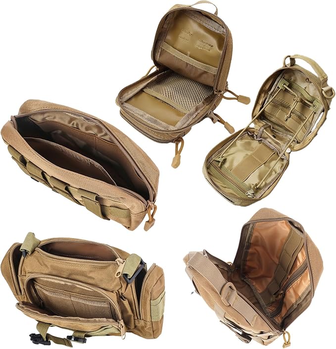 Universal Tactical Car Seat Back Organizer Bag Tactical Molle Vehicle Organizers Panel Vehicle Protector Organizers with 5 Detachable Pouches for Car Truck Ford Jeep (Model A-Khaki)
