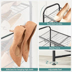 SONGMICS Shoe Rack, 3 Tier Shoe Organizer for Closet, Holds up to 12 Pairs of Shoes, Shoe Rack for Front Door Entrance, Metal