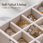 48 Grid Earring Organizer and Storage: Velvet Jewelry Tray with Lid, Jewelry Box for Studs, Earrings, Rings, Necklaces, Dress