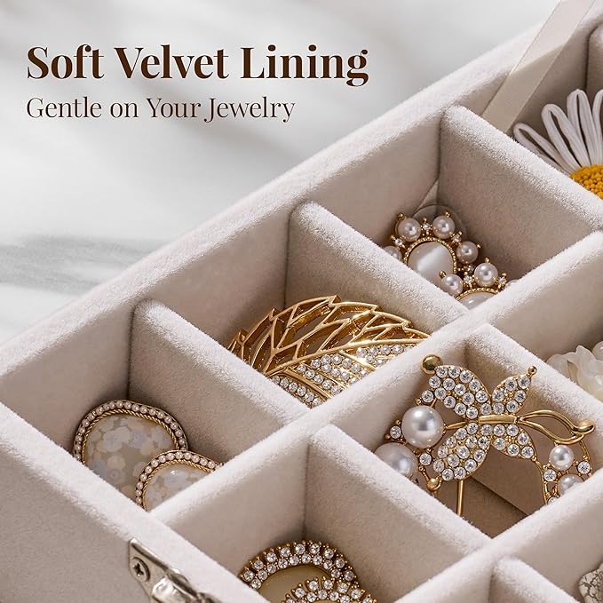 48 Grid Earring Organizer and Storage: Velvet Jewelry Tray with Lid, Jewelry Box for Studs, Earrings, Rings, Necklaces, Dress