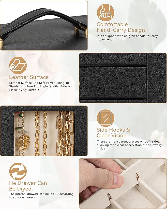 AKOZLIN Jewelry Box 6-Tier Organizer Functional 360° Rotating Jewelry Storage Case for Women Girls Ring Necklace Earring Brac